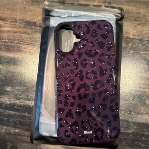 Purple Leopard Print Phone Case IPhone 16 Plus Blunt Case